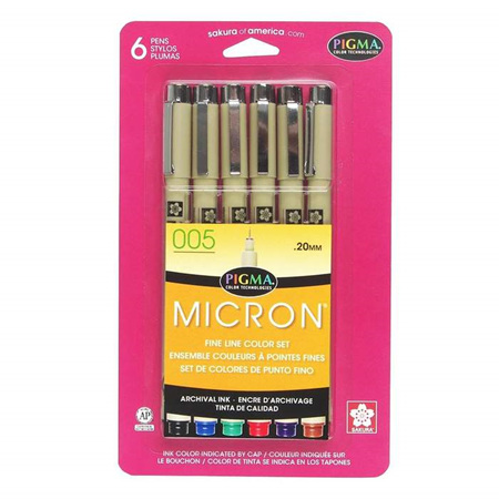 005 Pigma Micron Pen 6 Pack