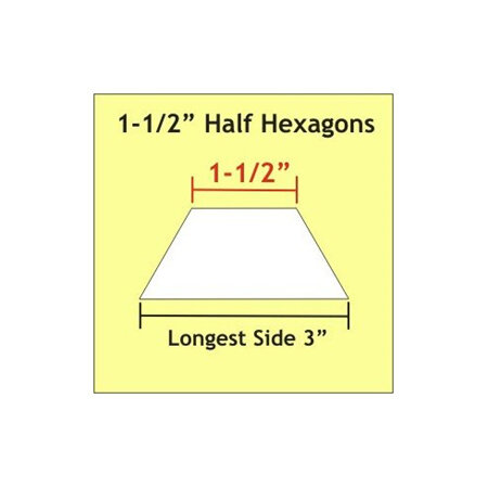 1-1/2" Half Hexagon Paper Pieces