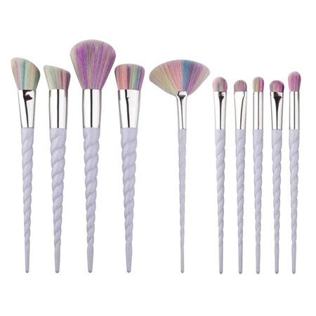 10pc Purple & Multicoloured Tip Makeup Brush Set