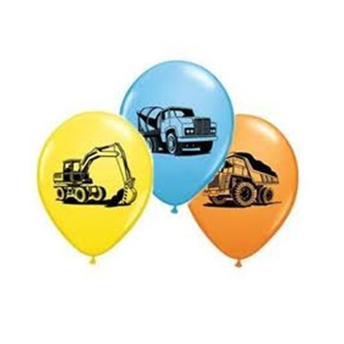11" Construction Trucks Balloons