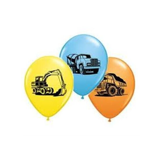 11" Construction Trucks Balloons