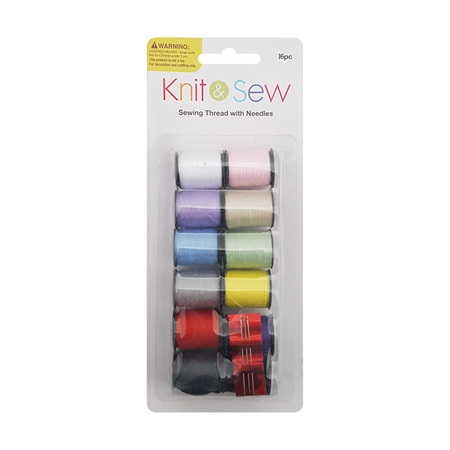 16pc Sewing Thread and Needles Set