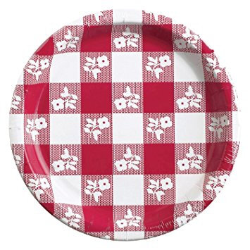 17cm size gingham plates - pack of 24