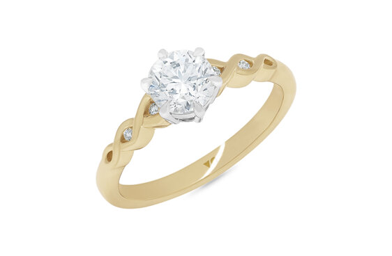 18ct Yellow Gold and Platinum Diamond Solitaire Engagement Ring NZ