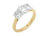 18ct Yellow Gold and Platinum Three Stone Oval Diamond Ring