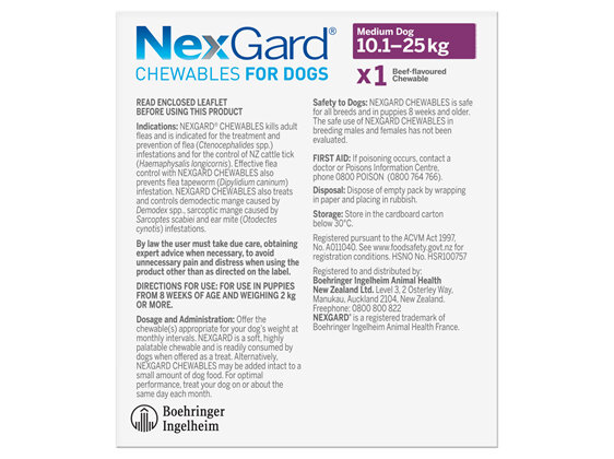 1pk NEXGARD chew for dogs 10.1-25 kg