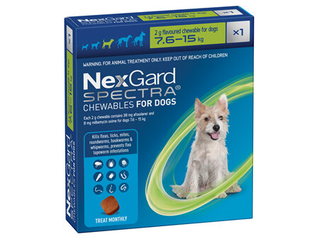 1pk NEXGARD SPECTRA chew for dogs 7.6-15kg