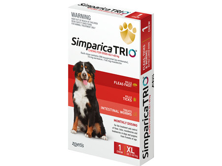 1pk Simparica Trio Extra Large 40.1kg- 60kg