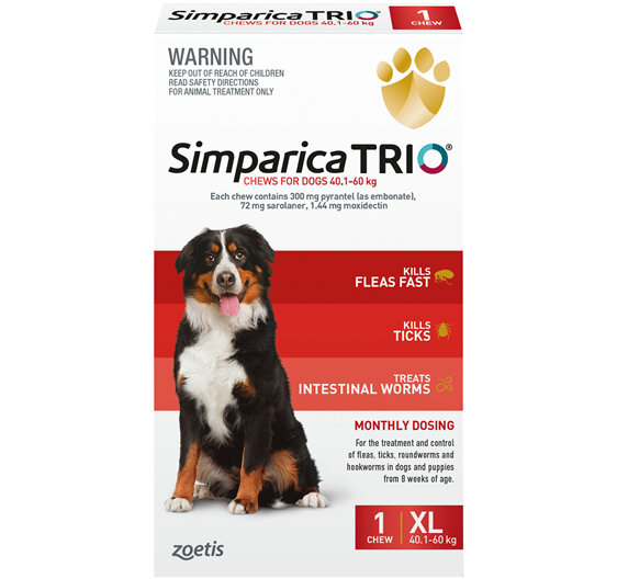 1pk Simparica Trio Extra Large 40.1kg- 60kg