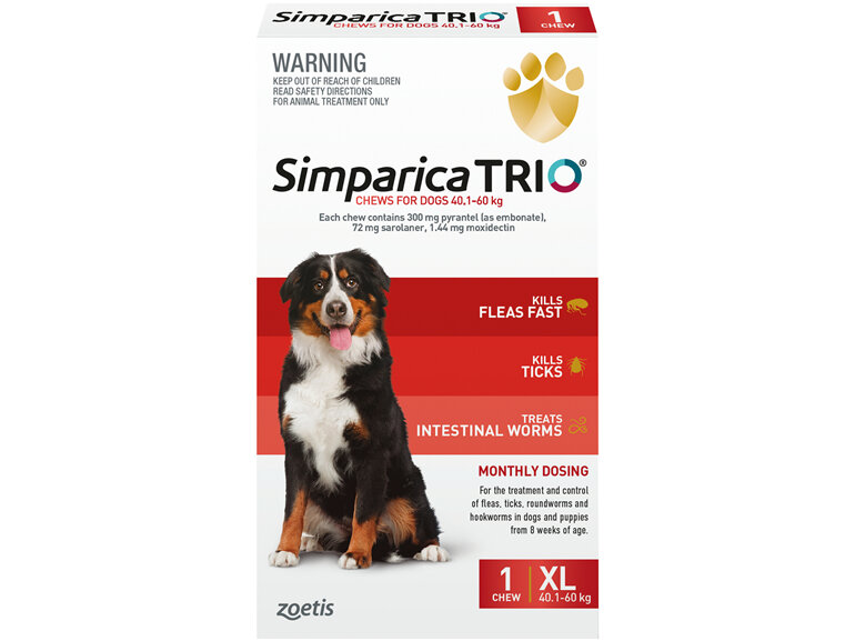 1pk Simparica Trio Extra Large 40.1kg- 60kg