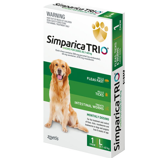 1pk Simparica Trio Large 20.1kg-40kg