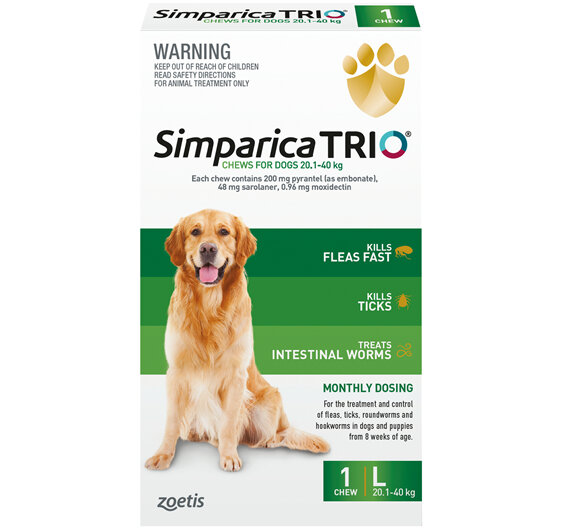 1pk Simparica Trio Large 20.1kg-40kg