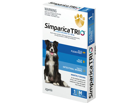 1pk Simparica Trio Medium 10.1kg-20kg