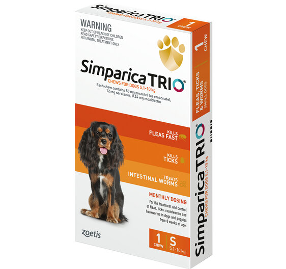 1pk Simparica Trio Small 5.1kg - 10.0kg