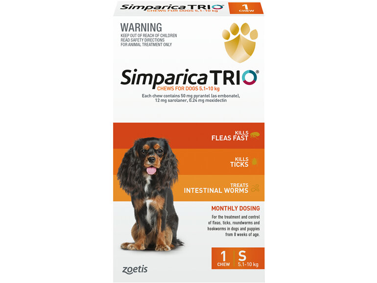 1pk Simparica Trio Small 5.1kg - 10.0kg