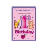 1st Birthday Animals Party Invites x 8