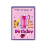 1st Birthday Animals Party Invites x 8