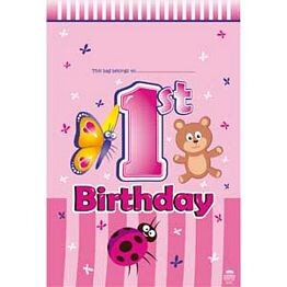 1st Birthday Animals Party Loot Bags x 8