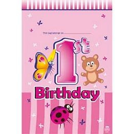 1st Birthday Animals Party Loot Bags x 8