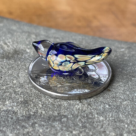 1x Handmade glass bead - bird - small - cobalt