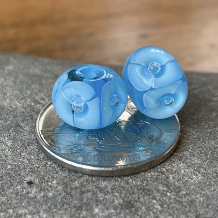 1x Handmade glass bead - bubble flower - aquamarine
