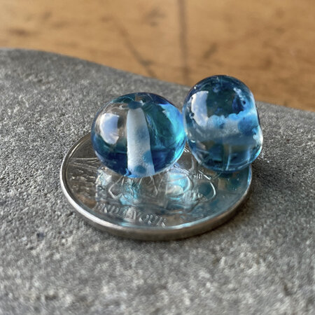 1x handmade glass bead - frit - Catalina blue