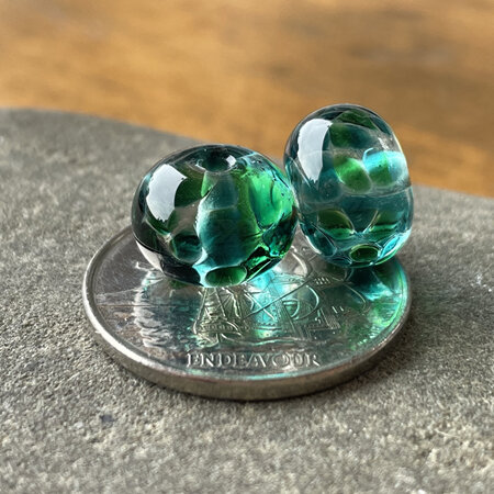 1x handmade glass bead - frit - lemuria