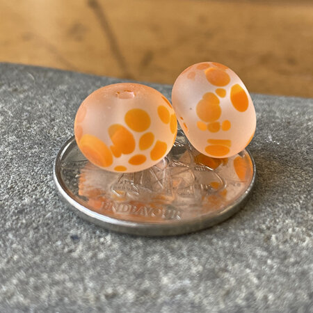 1x handmade glass bead - frit - rise 'n shine [etched]