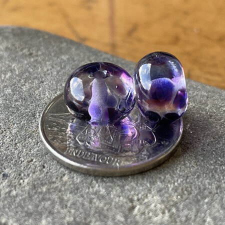 1x Handmade glass bead - frit - Violet storm