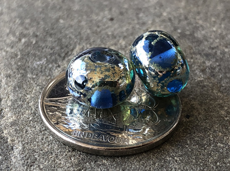 1x Handmade glass bead - luna - blue