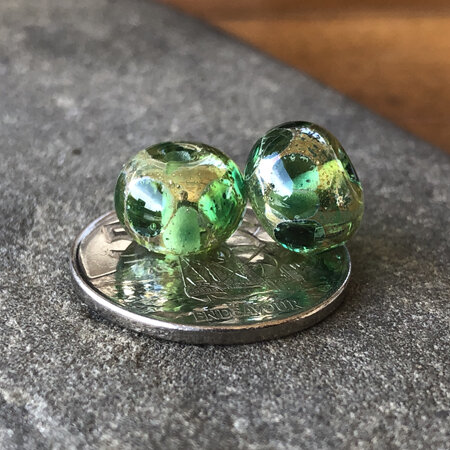 1x Handmade glass bead - luna - green