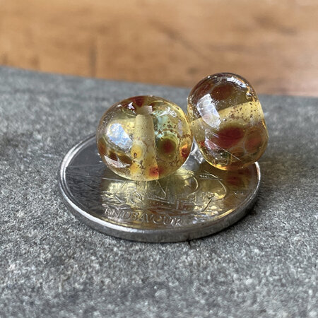 1x handmade glass bead - luna - orange