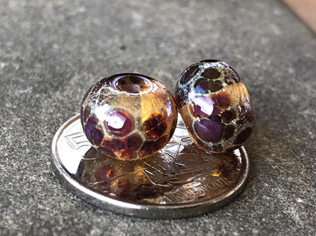 1x Handmade glass bead - luna - purple