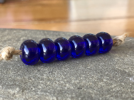 1x Handmade glass bead - spacer - transparent cobalt