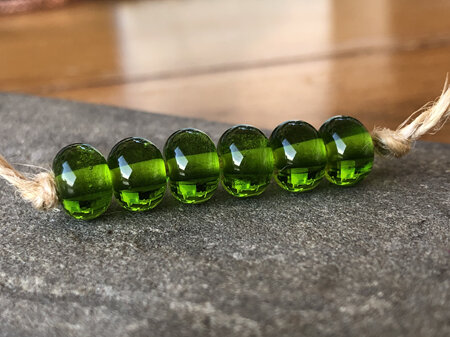 1x Handmade glass bead - spacer - transparent green grass dark