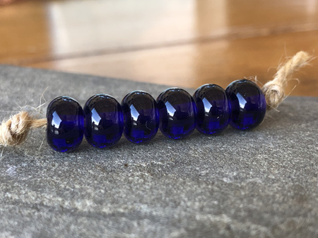 1x Handmade glass bead - spacer - transparent ink blue