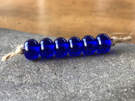 1x Handmade glass bead - spacer - transparent intense blue