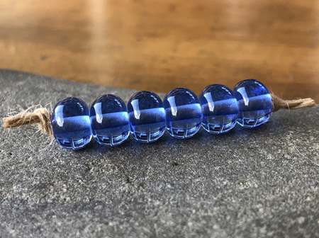 1x Handmade glass bead - spacer - transparent medium blue