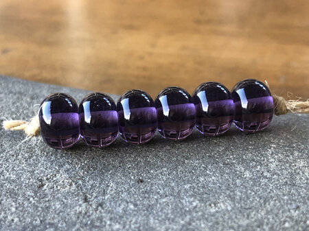 1x Handmade glass bead - spacer - transparent purple plum