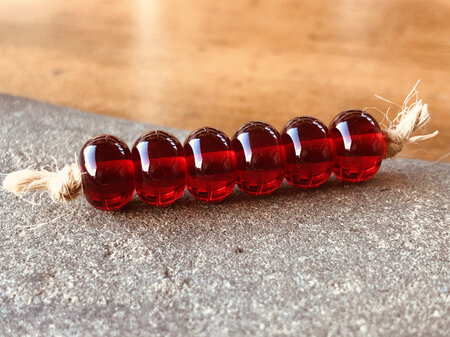 1x Handmade glass bead - spacer - transparent red