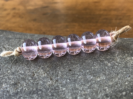 1x Handmade glass bead - spacer - transparent rose quartz