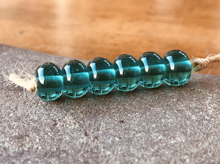 1x Handmade glass bead - spacer - transparent teal