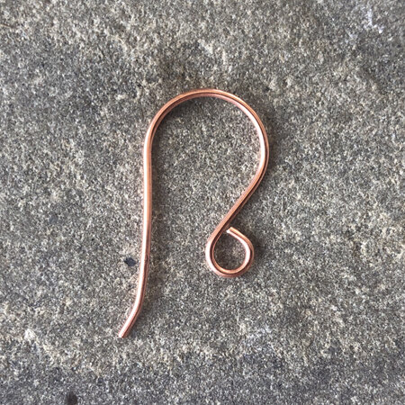 1x pair handmade earring hooks - .8mm - raw copper - medium