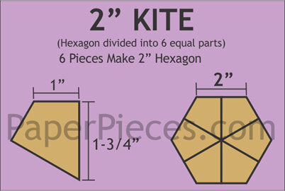 2" Hexagon Kites Paper Pieces