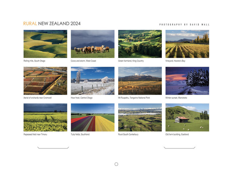 2024 Wall Calendar New Zealand Rural Photography by David Wall