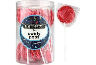 24 red swirly pops