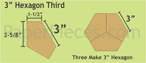 3" Hexagon Thirds 360 Paper Pieces