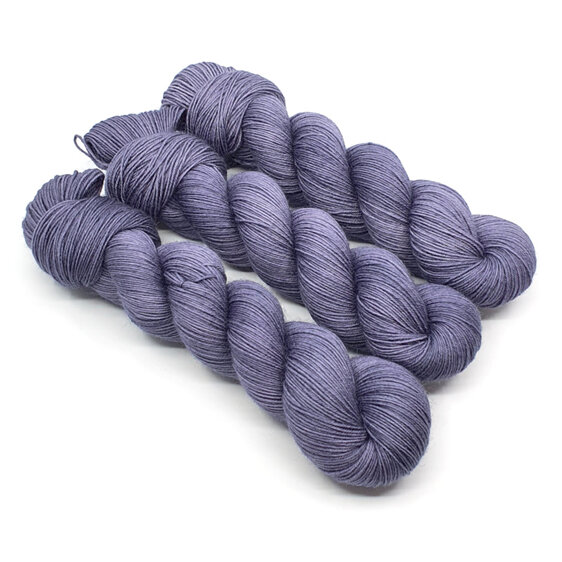 3 twisted skeins of 4ply Bluefaced Leicester in deep pigeon grey
