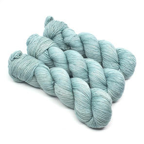 3 twisted skeins of 4ply merino in the lightest teal with a hint of grey