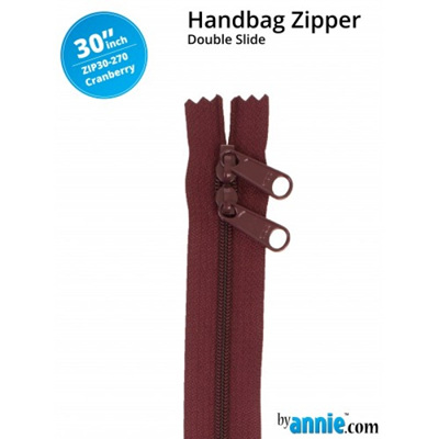 30" Double Slide Handbag Zip - Cranberry